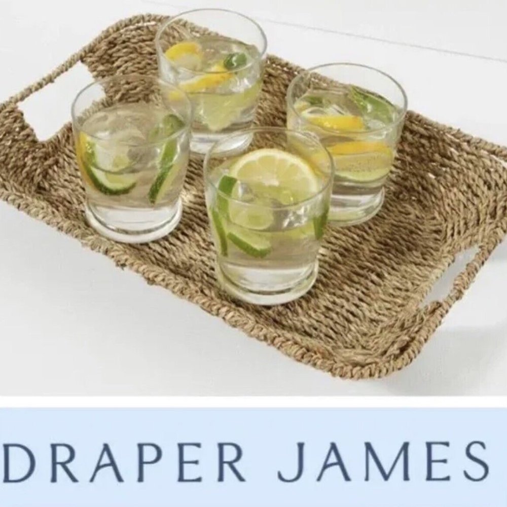 New Draper James Woven Seagrass 15X10" Tray Natural Organic Organize Display NIB